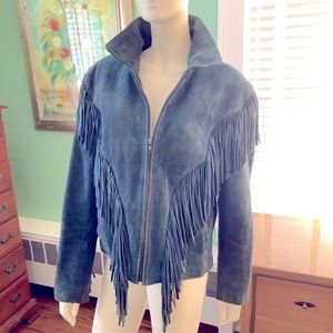 Vintage Wilson’s blue suede coat with fringe